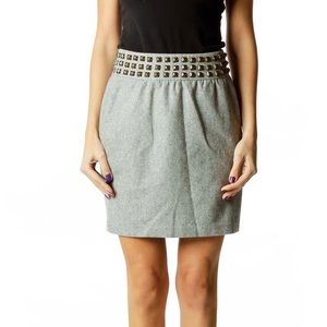 Anthropologie Silence Noise Womens Gray Studded Mini Skirt Wool Blend size 2